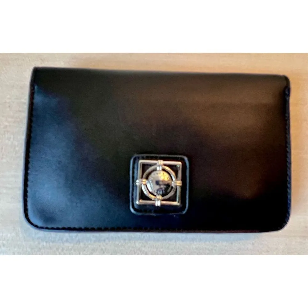 Catherine Malandrino Juliet Crossbody Purse Black Faux Leather Flowers Studs - Image 3