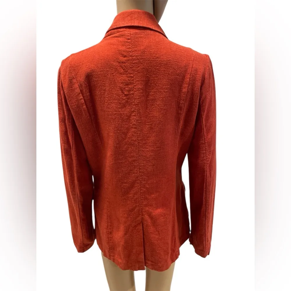 Old Navy Linen Blend Burnt Orange Blazer size Medium - Image 4