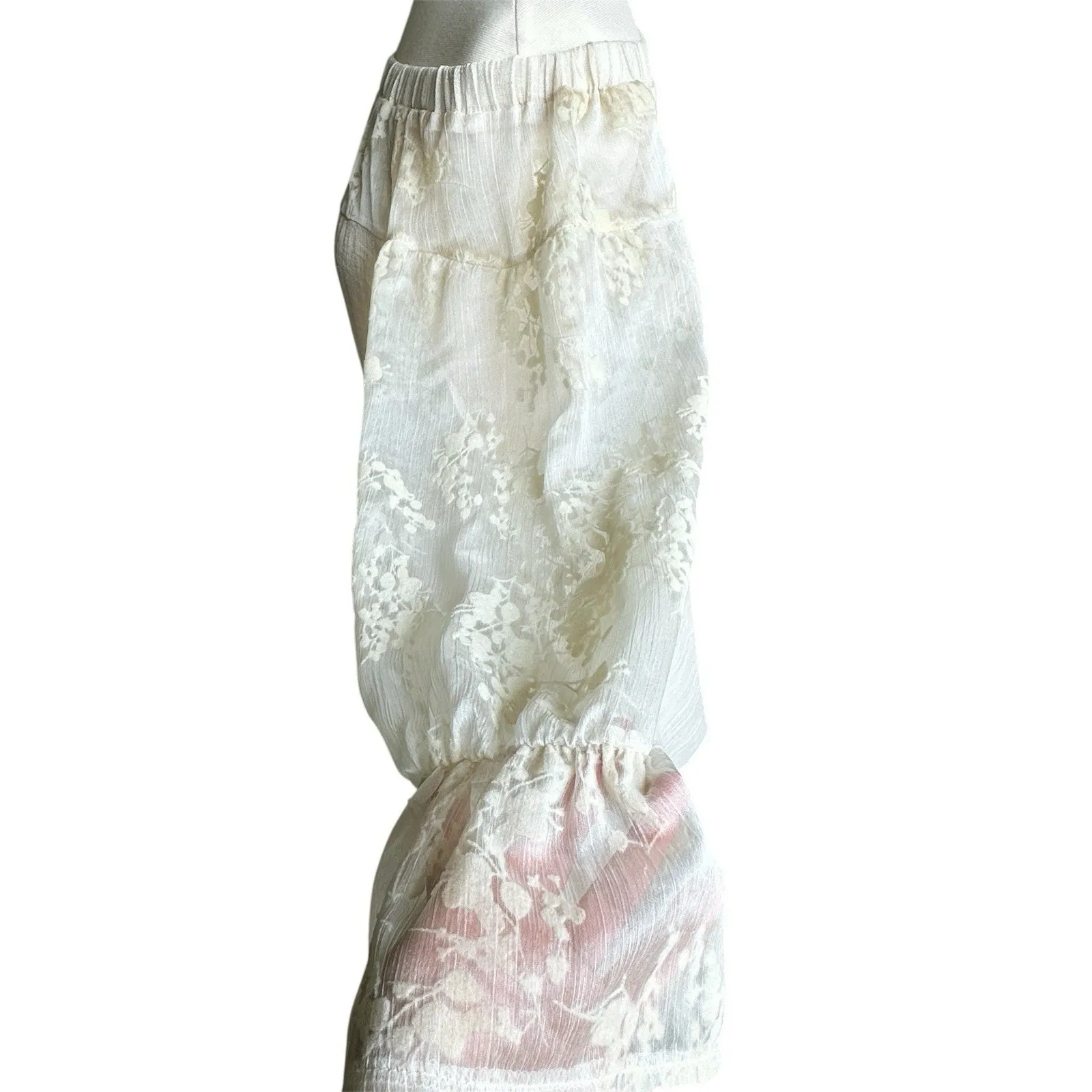 Cal Style Tunic Dress Off the Shoulder 3/4 Lace‎ Sleeve Beige Boho Chic Festival Tan Size L - Image 4