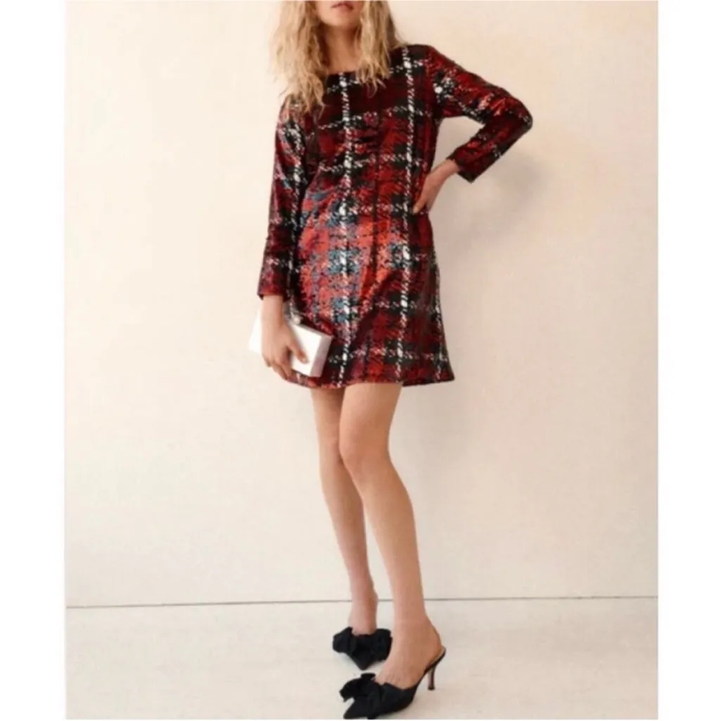 TUCKERNUCK Red and black  
Houndstooth Sequin dress NEW - Image 2
