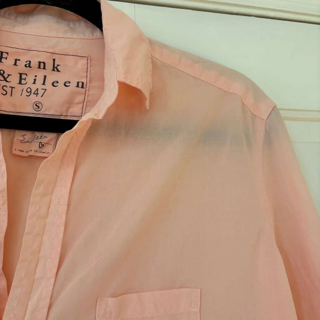 Frank & Eileen Eileen Featherweight Button Up Shirt Candy Pink Peach 100% Cotton - Image 7