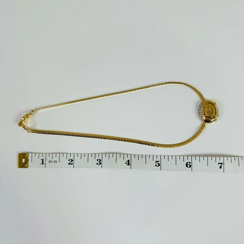 Givenchy Vintage G Logo Gold Tone Snake Chain‎ Choker Necklace 13” - Image 6