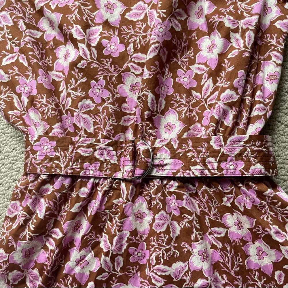 Jason Wu Floral One Shoulder Puff Sleeve Belted A-Line Mini Summer Sun Dress Med - Image 7