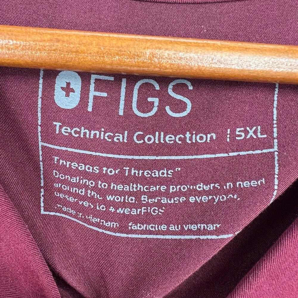 Figs plus size 5X Catarina One Pocket Scrub Top burgundy classic fit uniform - Image 5