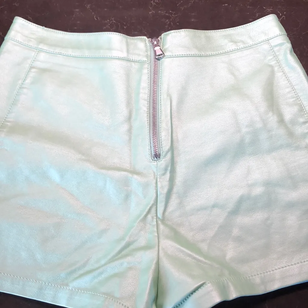 Forever 21  mint‎ green high waisted pleather shorts - Image 3