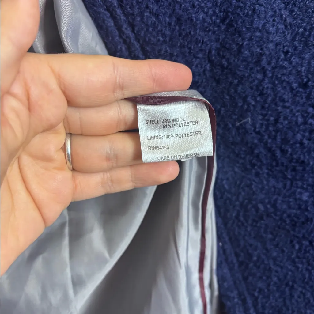 Calvin Klein Navy Blue Double Breasted Wool Blend Winter Peacoat - Image 8