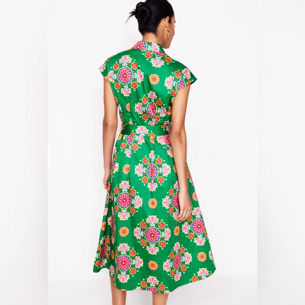 Boden Rachel Cotton Midi Shirt Dress
Rich Emerald Meadow Posy women’s 8R NWT Green Size 8 - Image 3