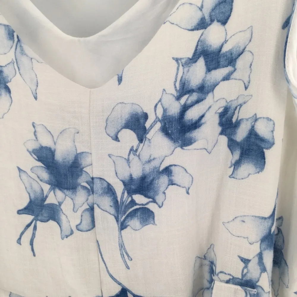 Paper crane blue&white  water colored floral dress - Image 7