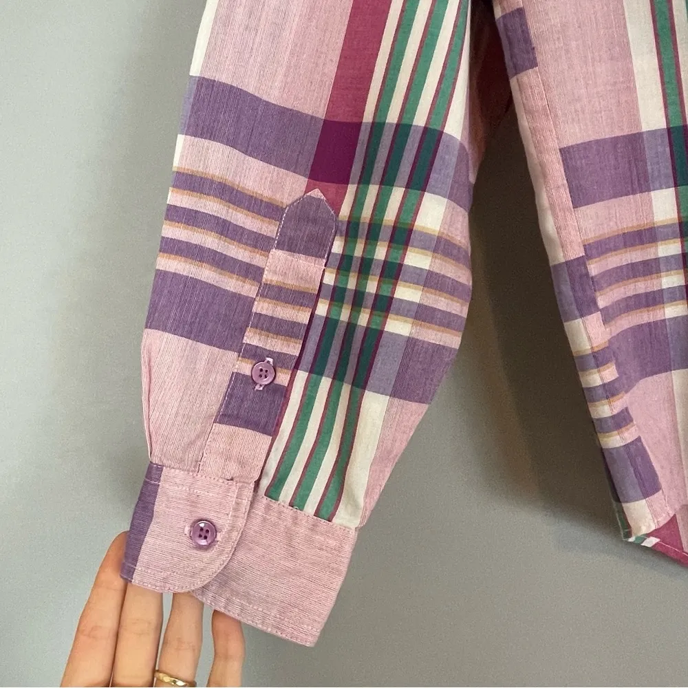 Vintage Plaid Top Button - Image 5