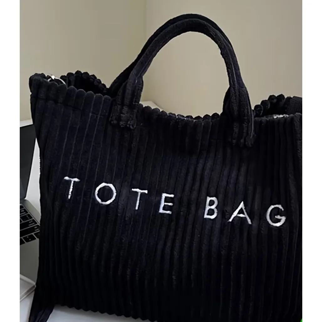 PINK Corduroy Tote Bag Womens Large Shoulder Bag Everyday Carry All New - Image 3