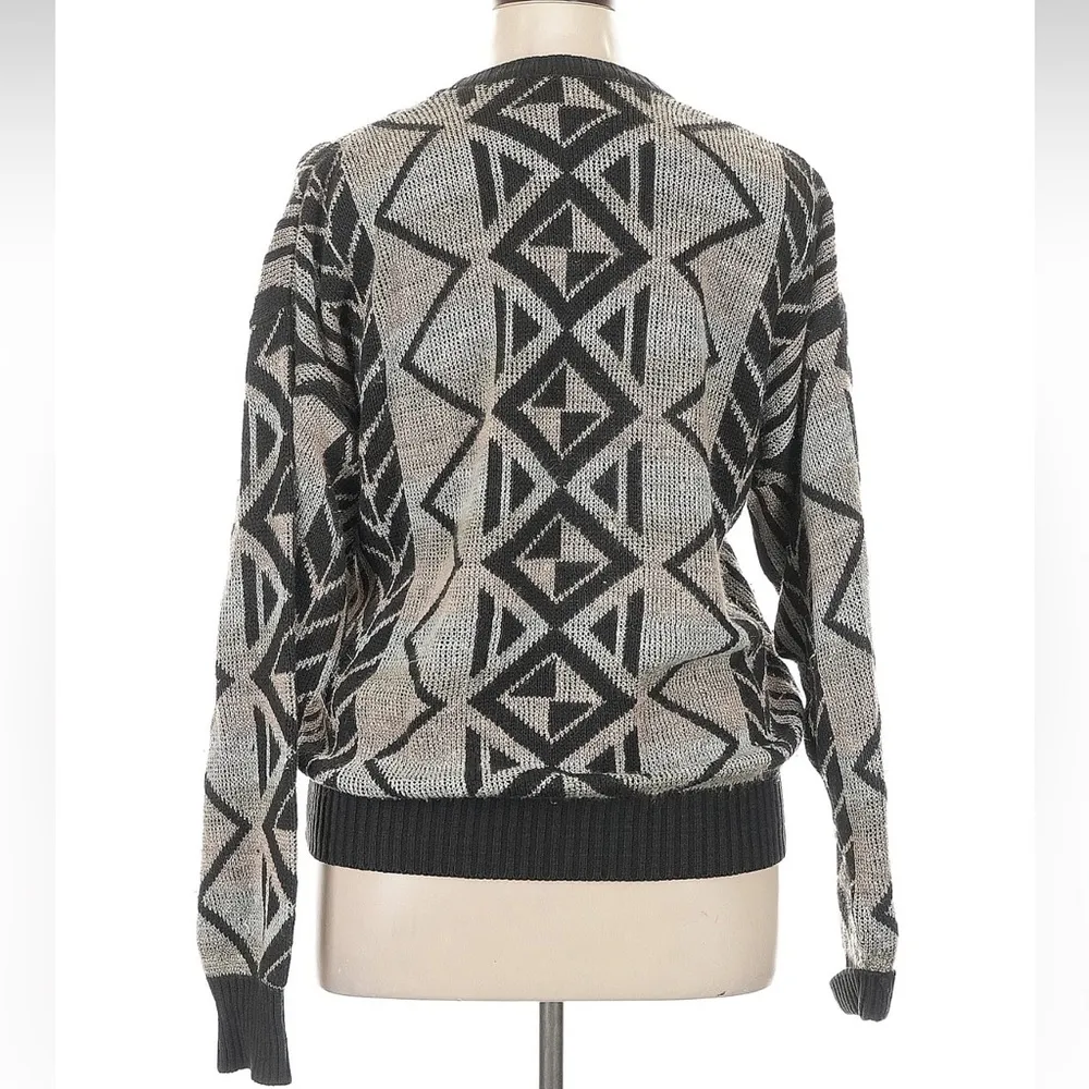 Vintage London Fog Black Brown Gray V-Neck Pullover Knit Sweater Women’s Size XL - Image 4