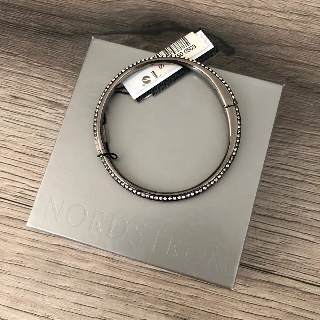 New Nordstrom’s Silver Bracelet with Crystals Bangle with Gift Box - Image 2