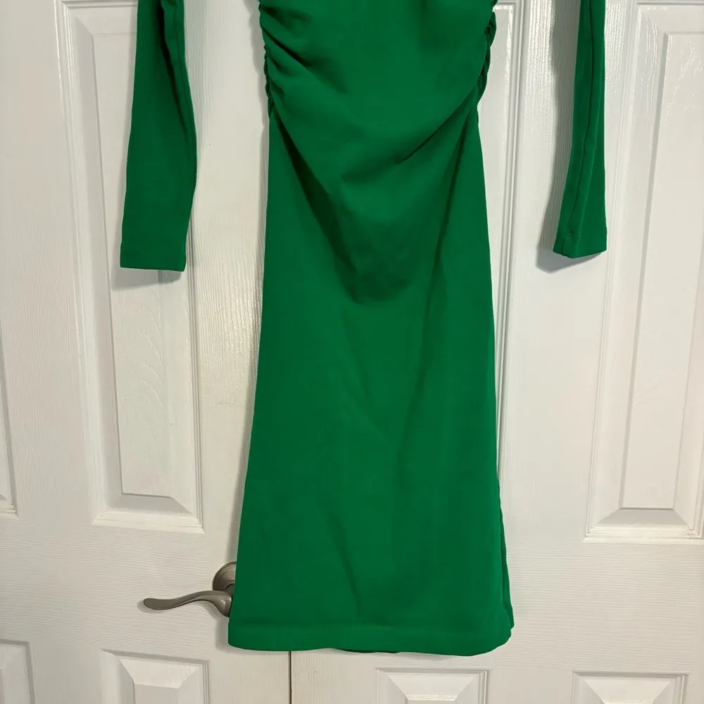 Zara Green Gathered Midi Dress - Image 7