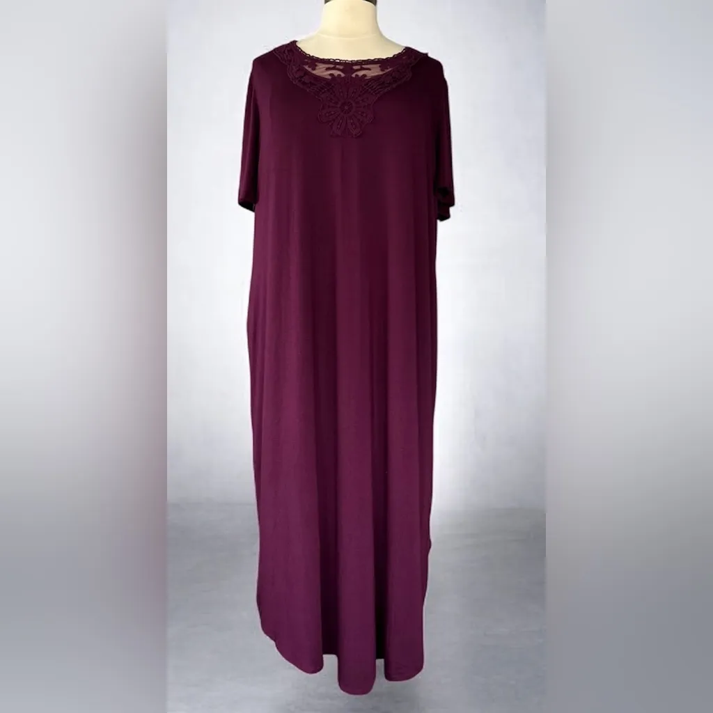 NWT!Catherines Deep Purple Midi Dress with Lace Detail Size 4X - Image 2