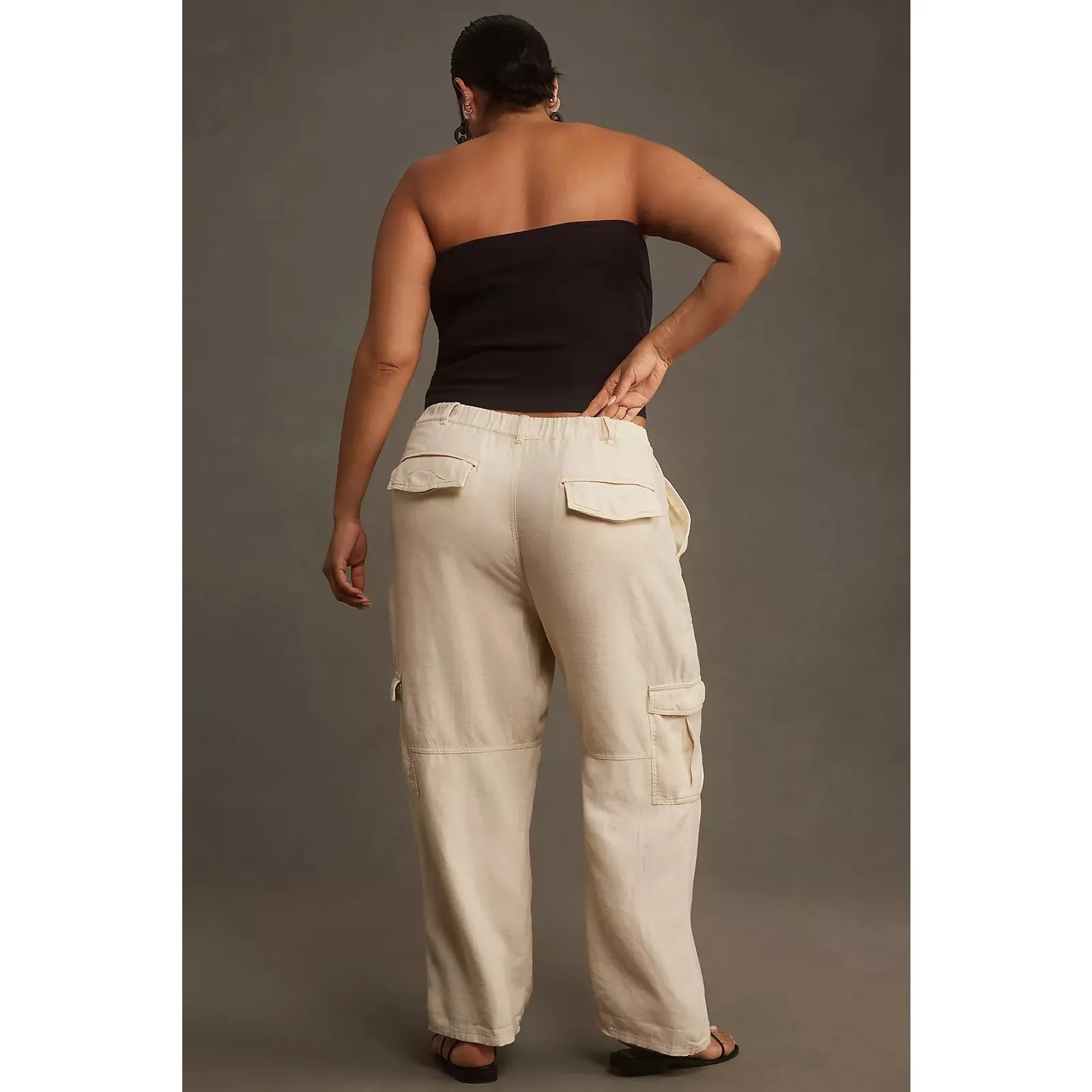 Anthropologie Pilcro Ivory Linen Cargo Pants Wide Leg XL NWT - Image 2