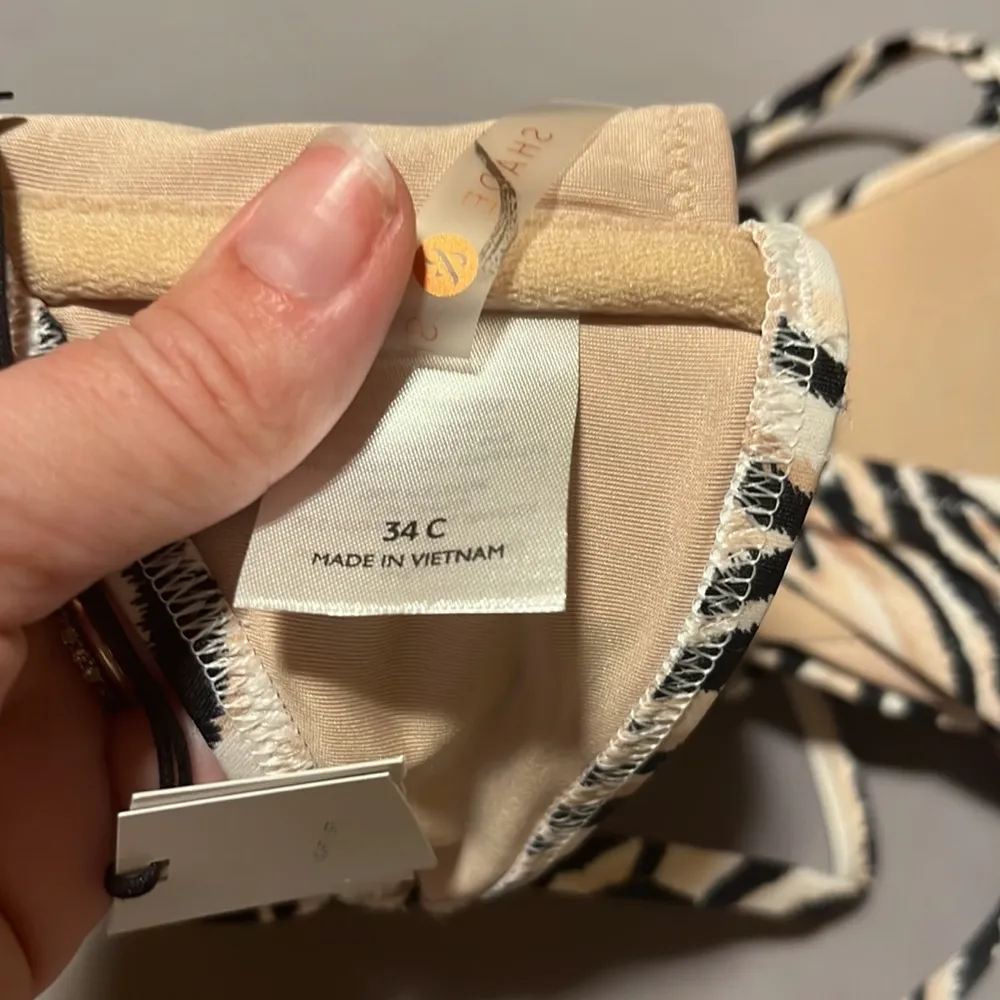 New Women’s Shade & Shore Zebra Print 34 C Bikini Top NWT - Image 11