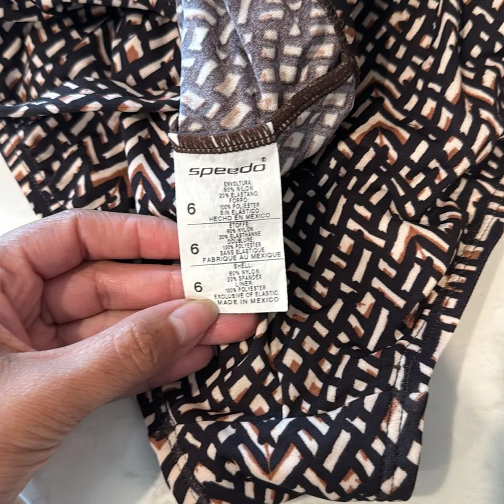 Speedo swim swimming bathing suit brown black swim class meet back to school Size 6 - Image 8