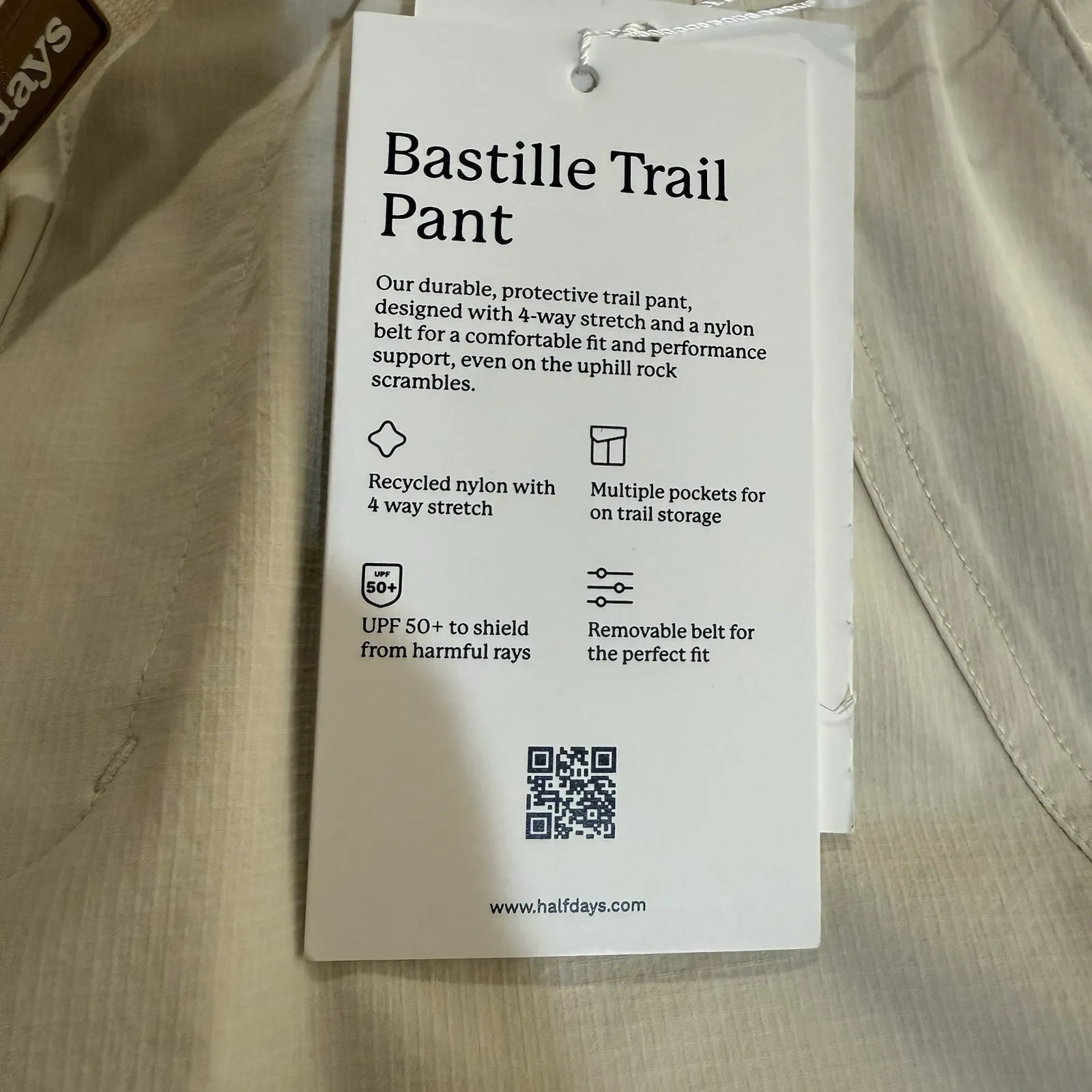 Halfdays Bastille Trail Pant Womens Large Oatmilk Beige Hiking Outdoor Belt New Tan - Image 6