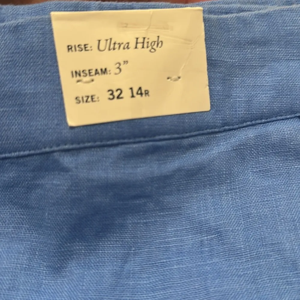 Abercrombie & Fitch Premium Linen Scallop-Hem Tailored Shorts Blue Size 32 NWT - Image 6