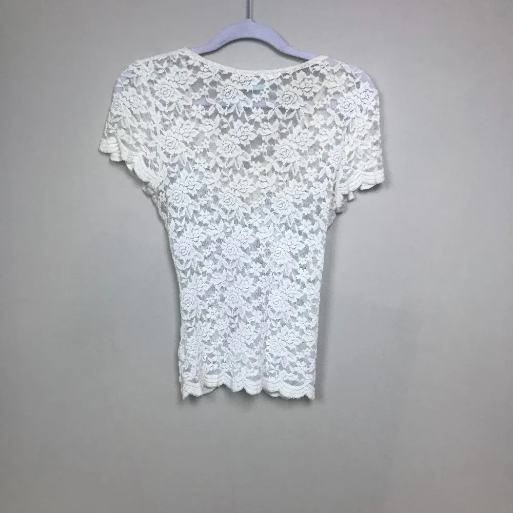 Women's Sm KIMCHI BLUE Cream Lace Button Up Blouse - Image 2