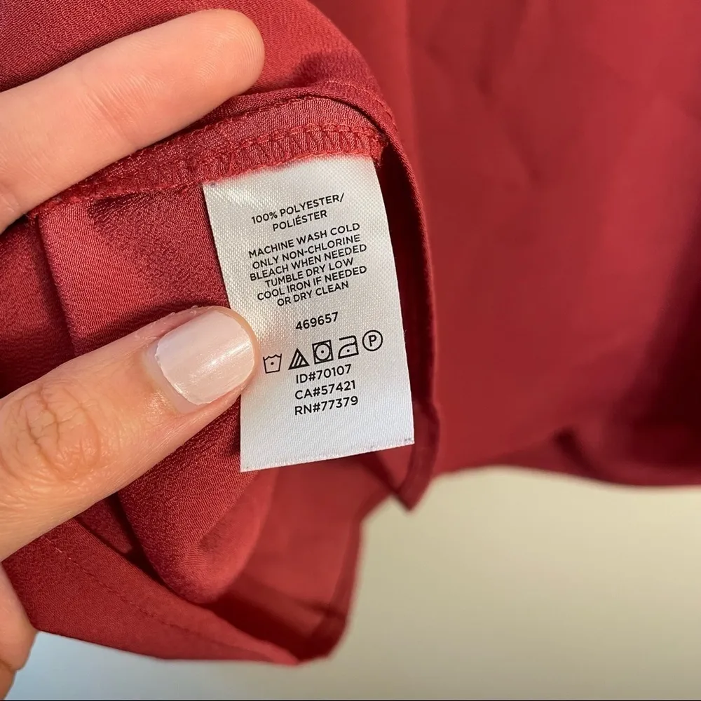 Ann Taylor deep coral vneck blouse long sleeves business casual women’s top - Image 5