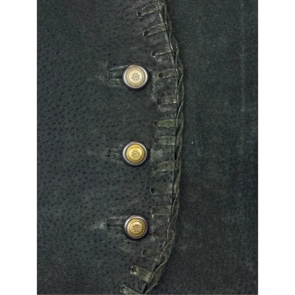 EXPRESS Vintage 100% Leather Vest Braided Trim Academia Adjustable One Size Y2K - Image 4