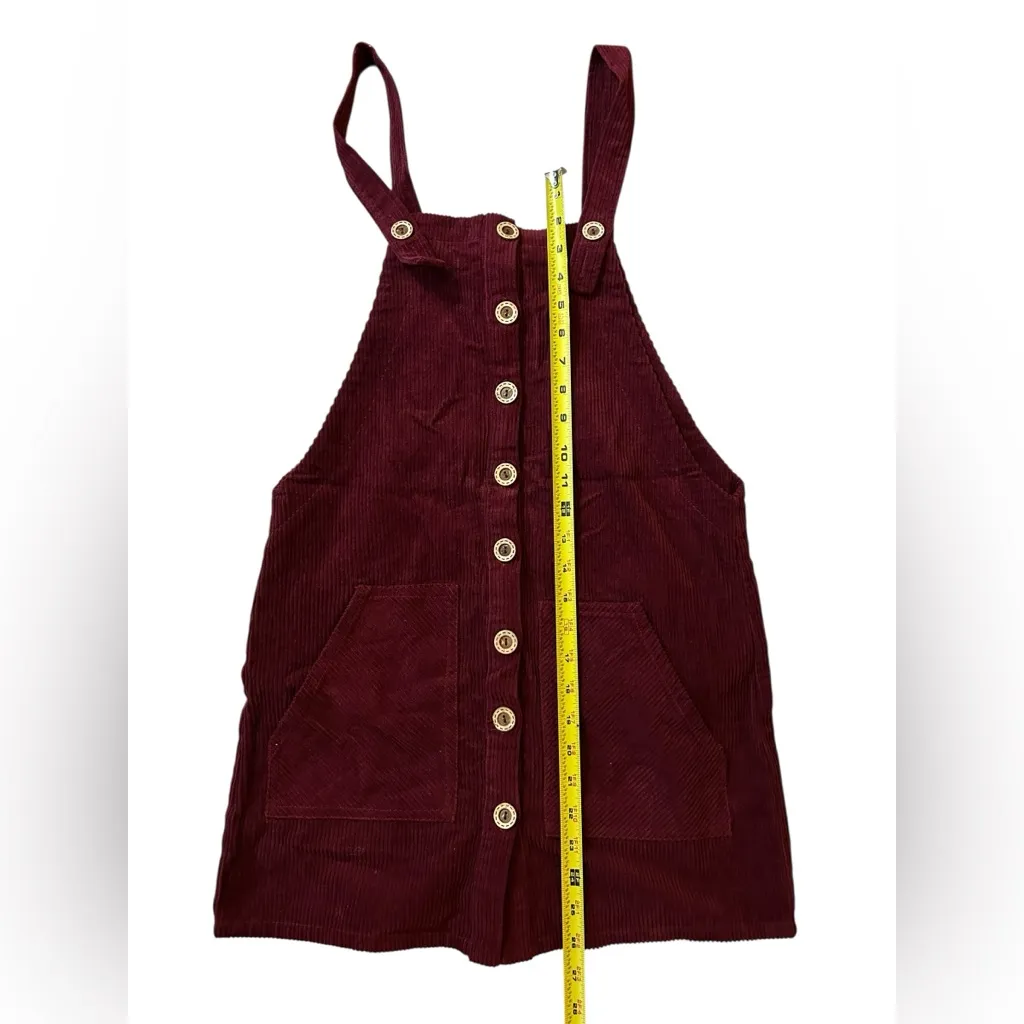 Forever 21 Maroon Corduroy Button-Front Dress – Wood Buttons, Retro 70’s Style - Image 5
