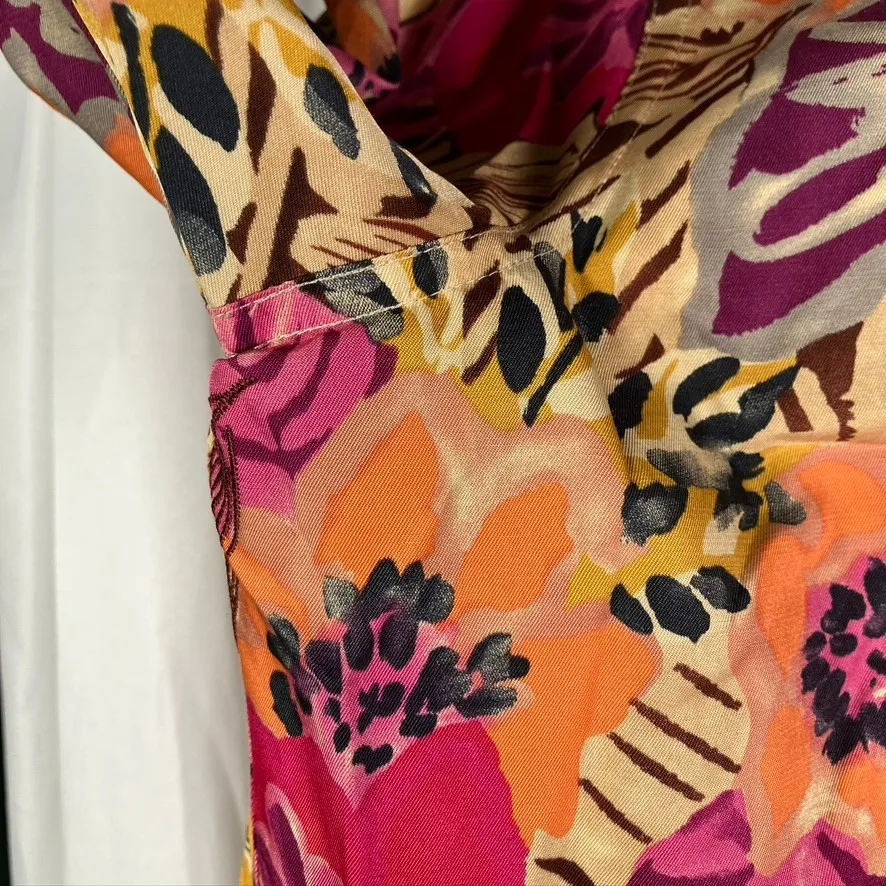 Vintage 90's Laura Ashley Floral Jacket Silk Cotton Button Down Womens Medium - Image 5