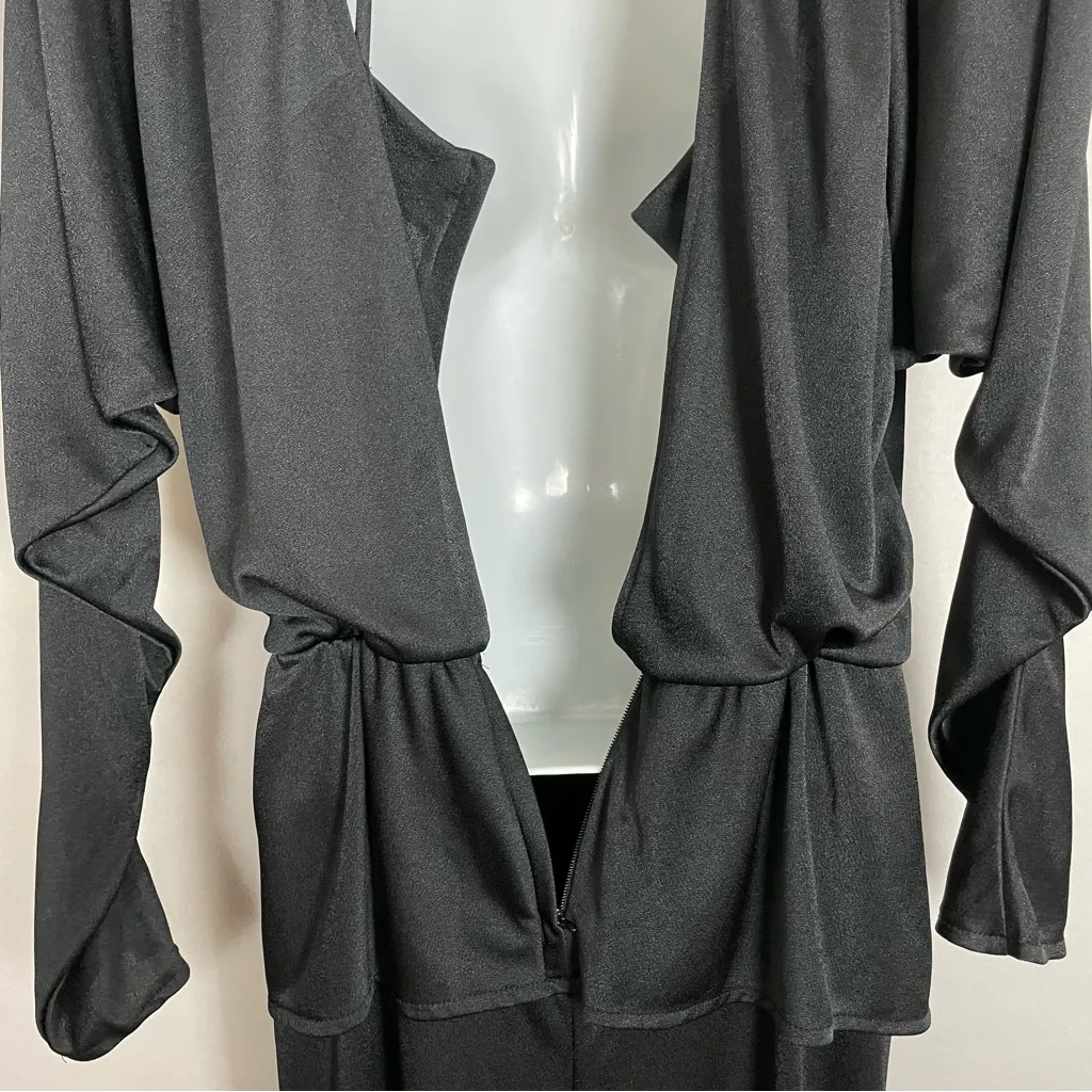 Vintage 80s Jumpsuit Black Metallic Dramatic‎ Disco New Years Eve Tank Party - Image 12