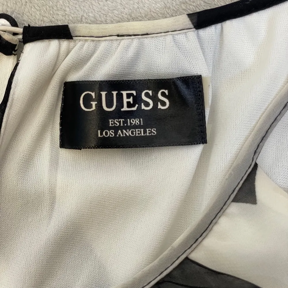 Vintage Y2K Guess Mini Dress Sheer Lined Tie Neck Size M - Image 10