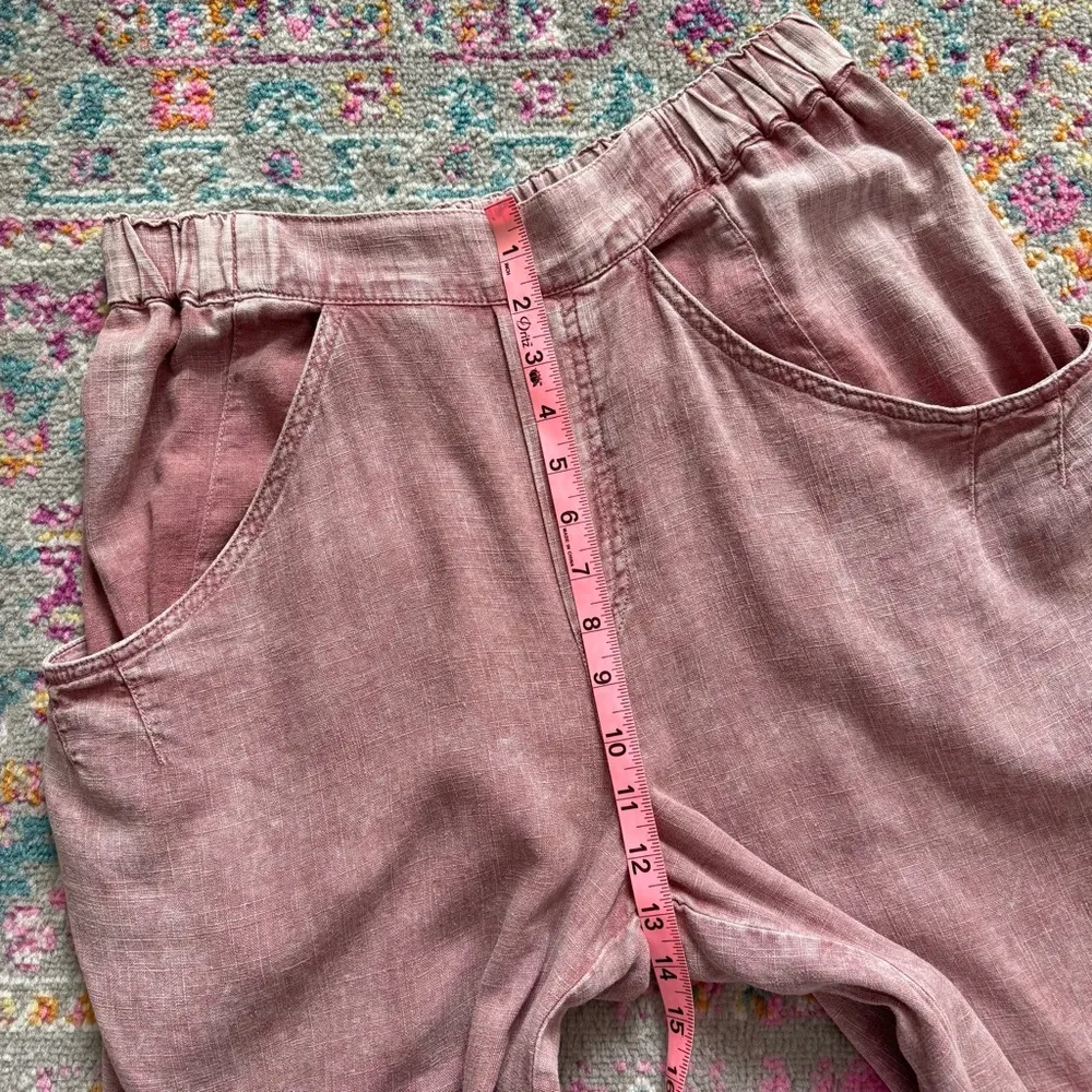 Free People High Road Barrel Leg Rose Pink High Rise Slouchy Pull-On Pants Small - Image 9