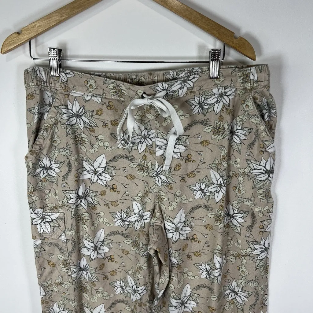 Duluth Trading Medium MX31 Gray White Floral Free Swingin' Flannel Pajama Pants - Image 3