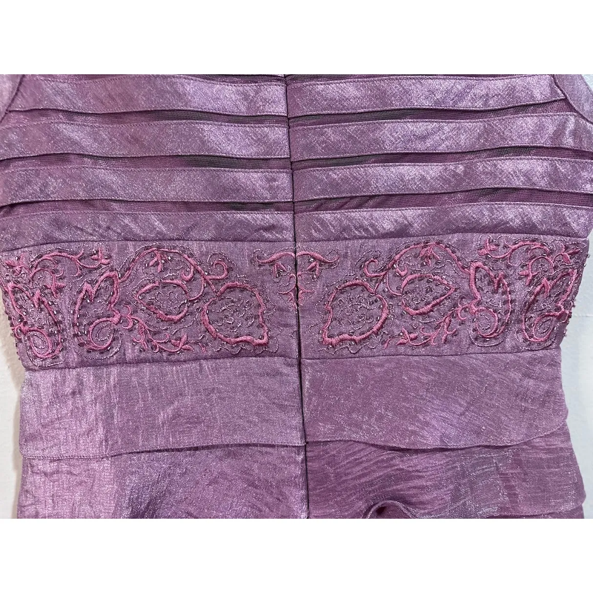 Adrianna Papell Cap Sleeve Beaded w/ Tiered Ruffle Skirt Cocktail Dress Size 8 - Image 8