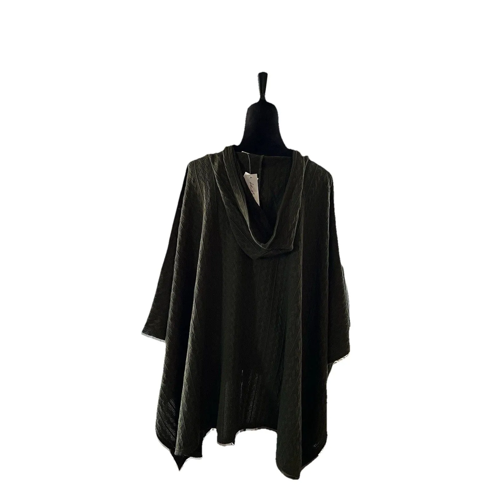 Le Moda Women’s Hooded Poncho Green Gift Size undefined - Image 2