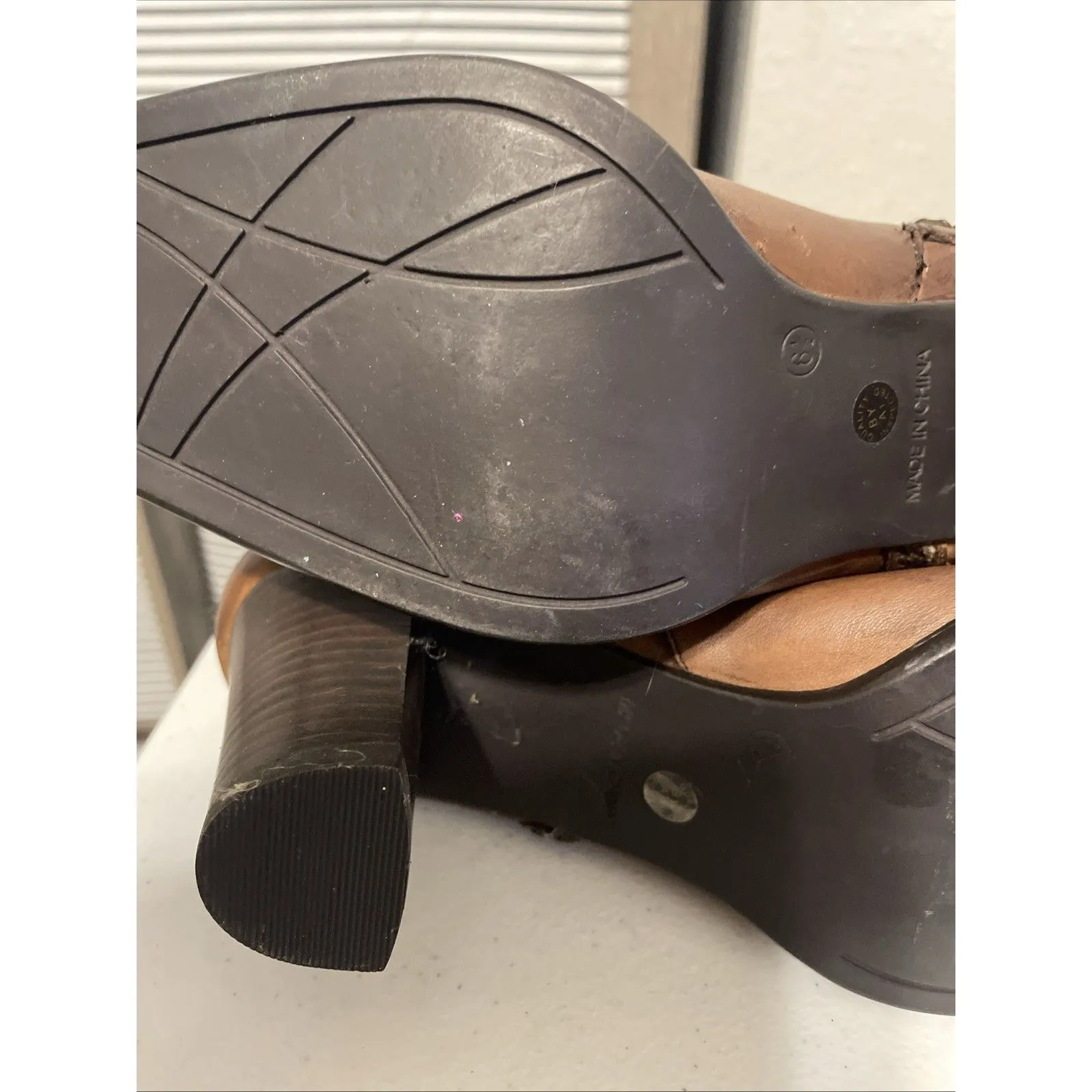 A.n.a Brown Leather Tall Knee High Heel Riding Boots Womens Size 8.5 - Image 10