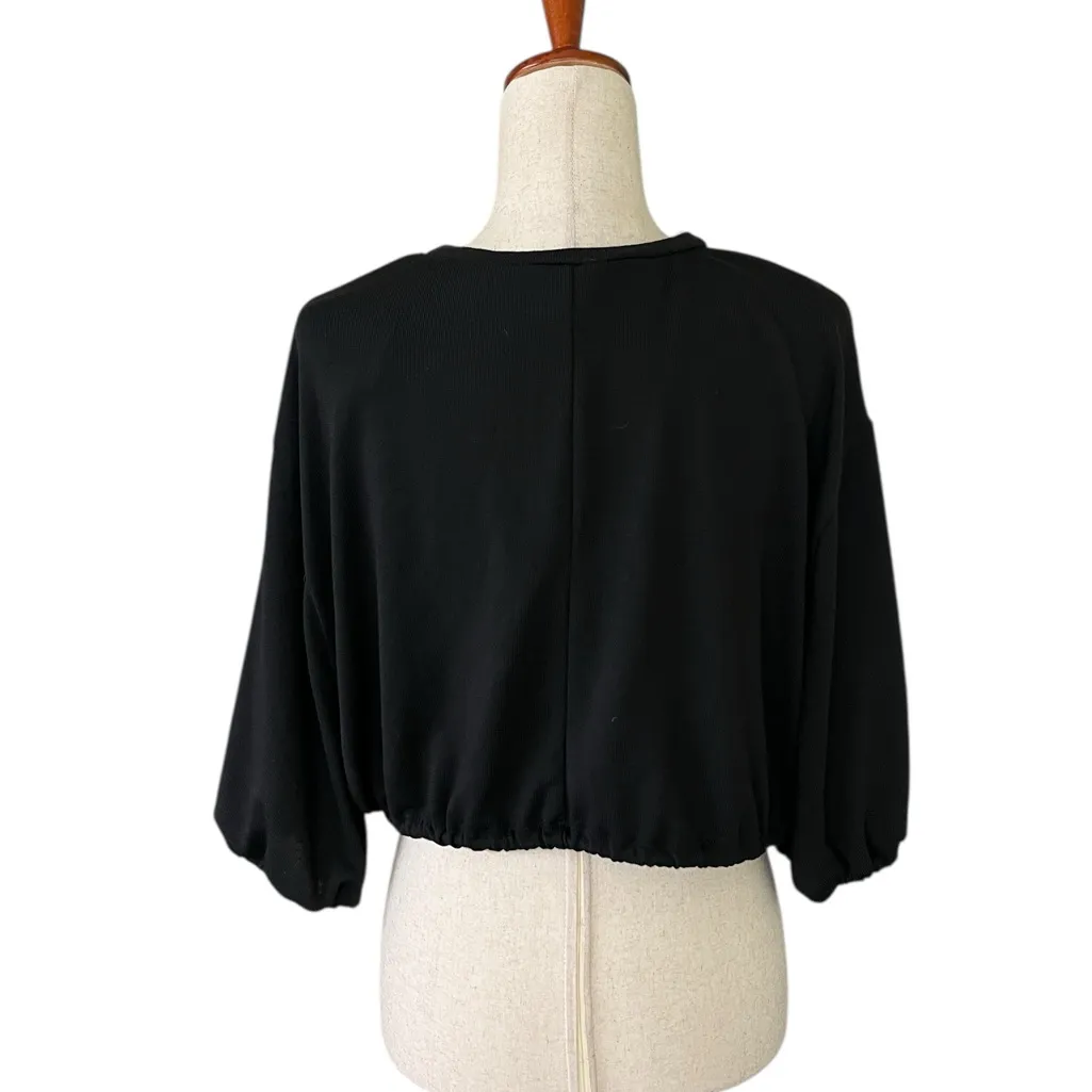 HYFVE black cropped top with a drawstring hem and balloon sleeves - Image 7
