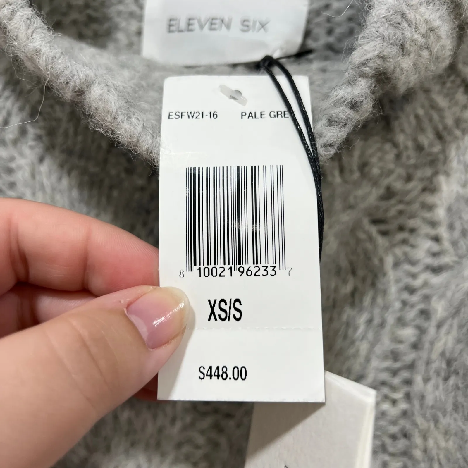 Eleven Six Womens Sweater Small Gray‎ NWT $448 Baby Alpaca Wool Cable Knit Mock Gray - Image 4