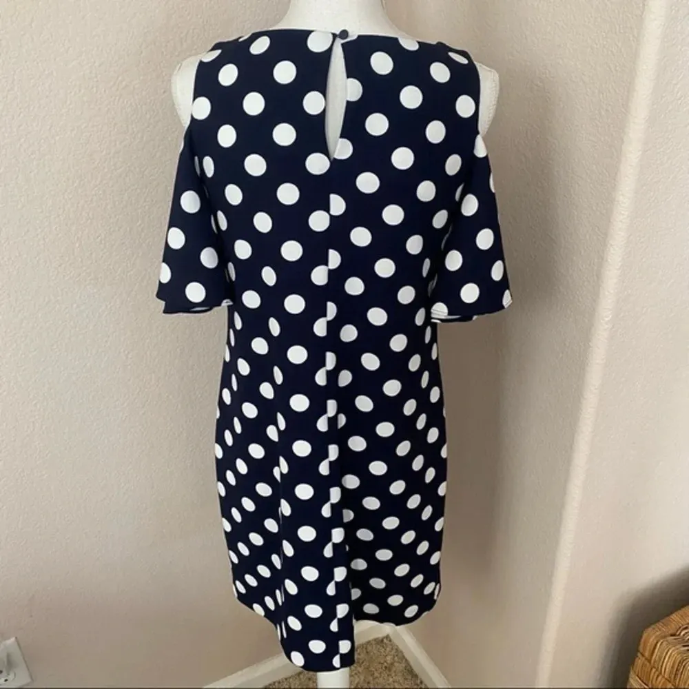 Eliza J Black and Blue Polka dot print Short sleeve Scoop neckline dress… - Image 4