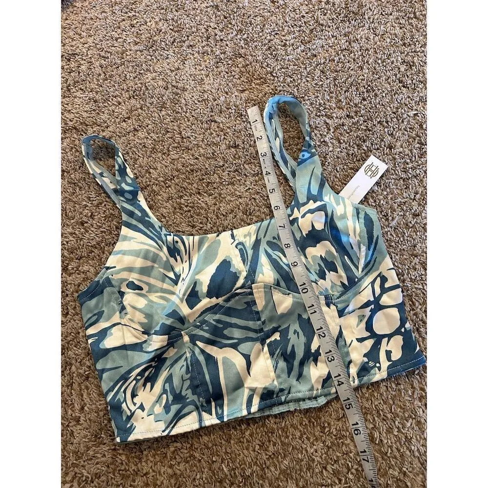 House of Harlow 1960 Women's Blue Satin Smocked Bustier Crop Tank Size S - Image 7