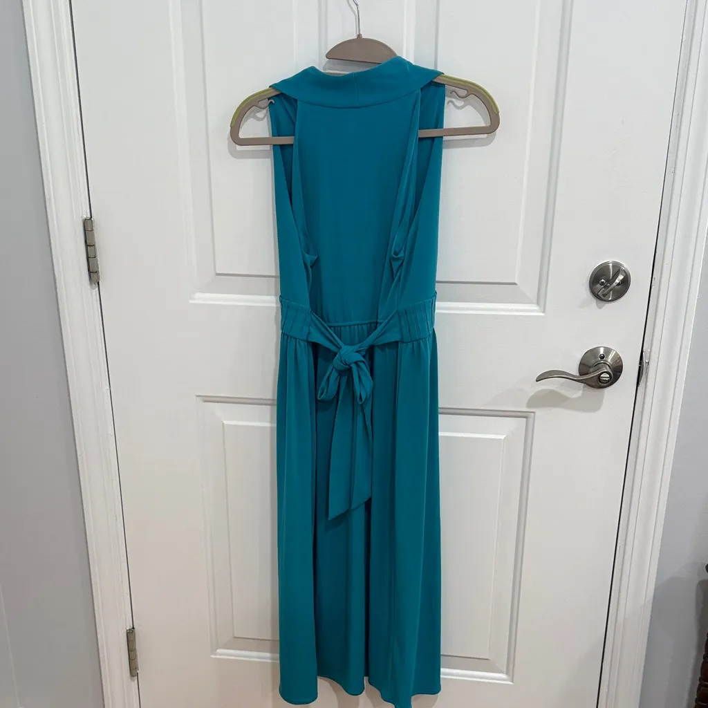 Motherhood Maternity Teal V-Neck Midi Dress - Image 4