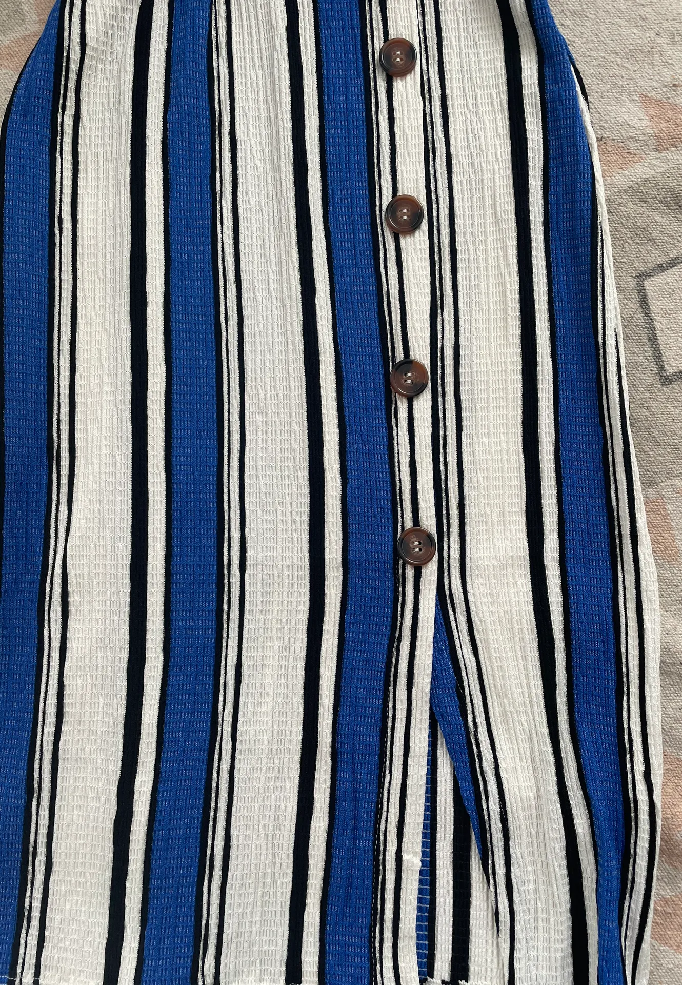 Buttons Midi Stripped Dress With - Image 3