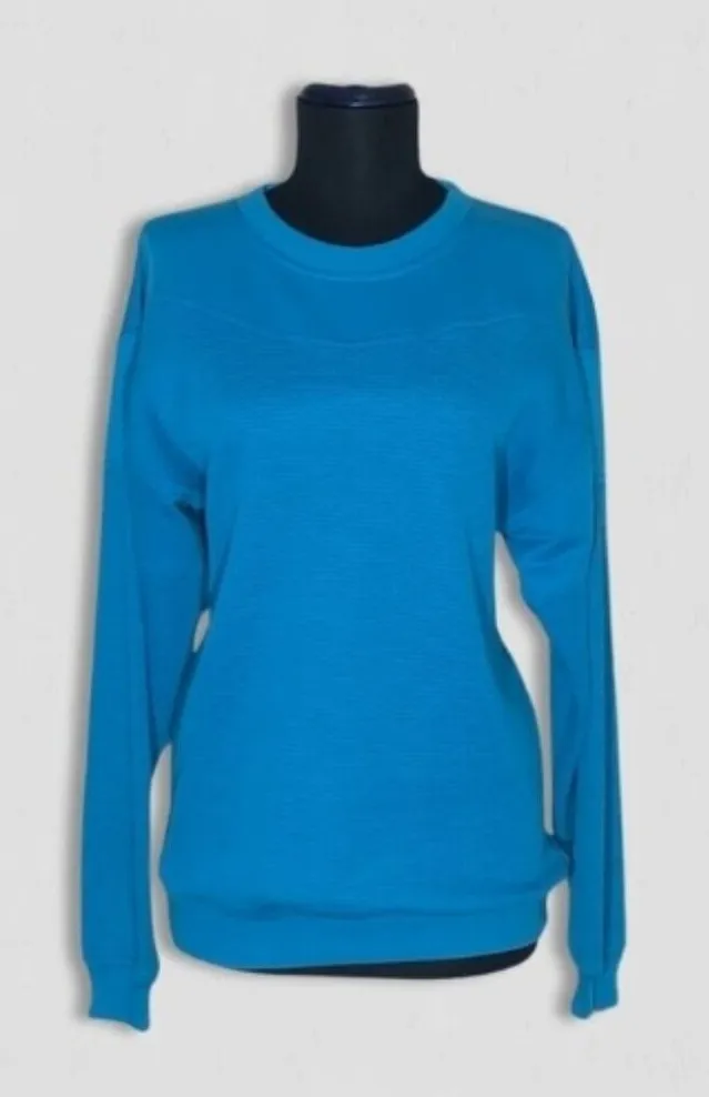 South Bay Sweatshirt Pullover Crewneck Cotton Waffle Knit Teal Large Blue Size M - Image 1