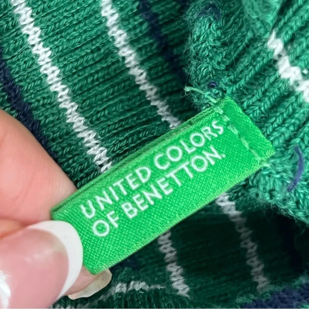 United Colors Of Benetton Off-Shoulder Green & Navy short sleeve Sweater size M - Image 2