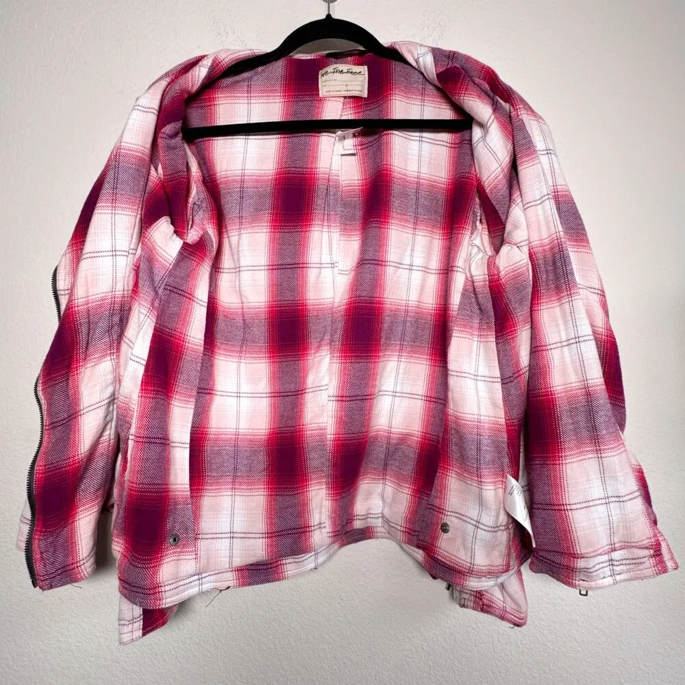 We The Free Stranger Friends Plaid Moto Jacket NWOT Pink Red S - Image 8