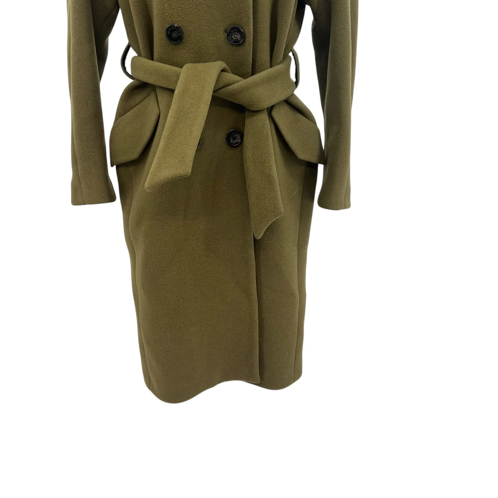 Whistles Alicia Belted Coat Jacket Double Breasted Button Green Size‎ US 4 - Image 8