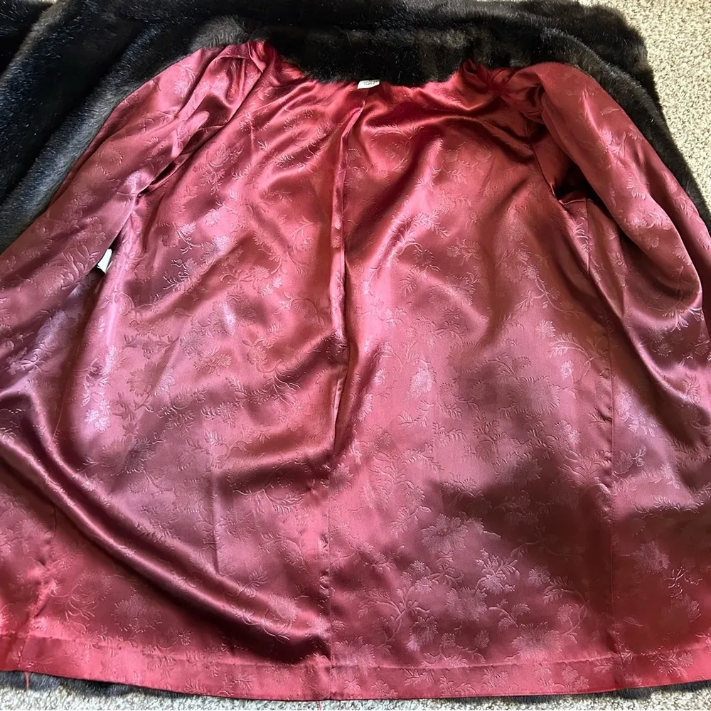 Vintage Brown Faux Fur Coat Classic Retro Winter Fall Large - Image 9