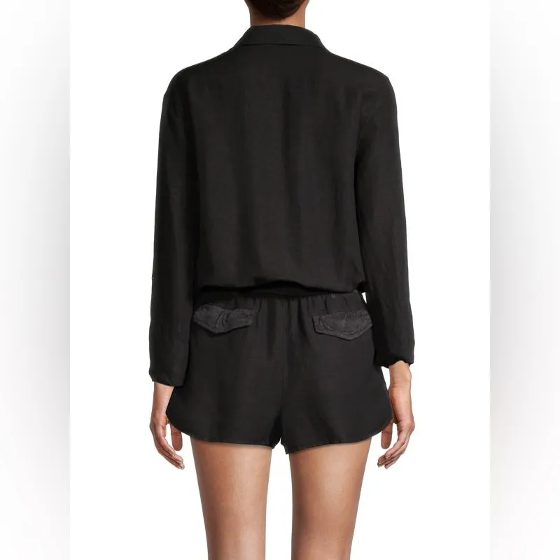 Young Fabulous & Broke‎ Black Button-Up TENCEL Long Sleeve Romper Size Small EUC - Image 3
