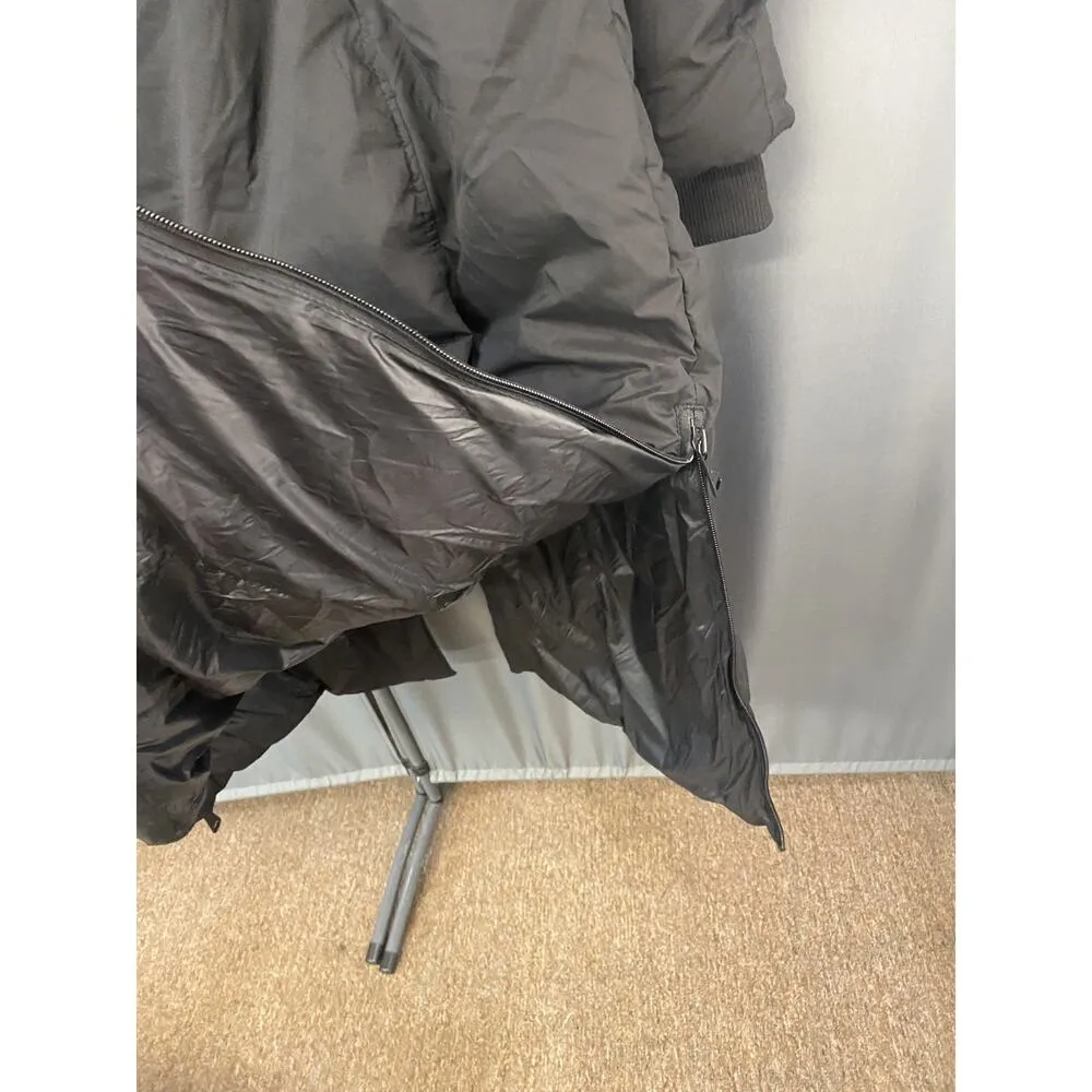 Bernardo Ecoplume Women's Medium Black Polyester Shiny Hood Puffer Coat with Bib - Image 11