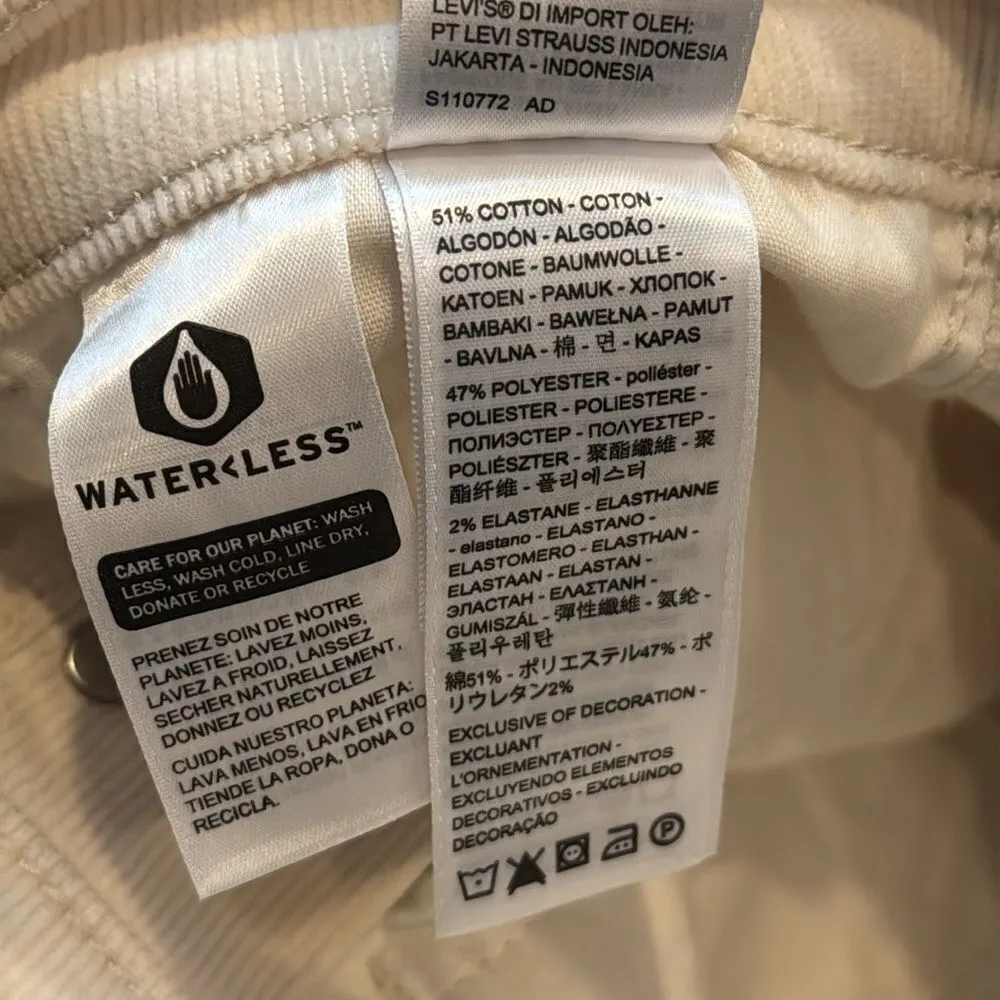 Levi’s RIBCAGE BOOTCUT CORDUROY WOMEN'S PANTS in safari white NWT 30x33 - Image 8