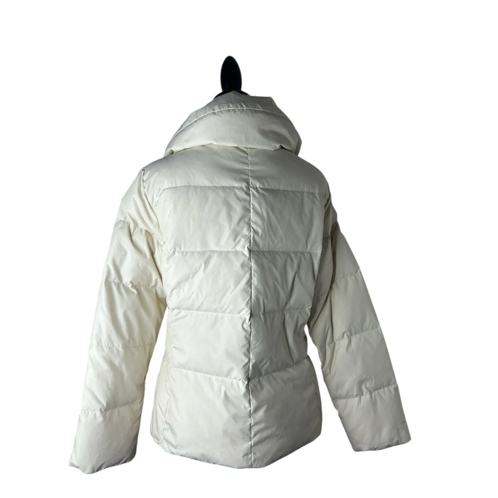 Vintage Ellen Tracy Women's Cream Button Up Zippered Jacket No Belt M - Image 2